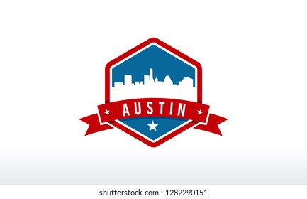 Austin City Skyline Logo Badge Vector Illustration