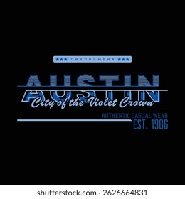 Austin City typography design and illustration vector for t shirt design