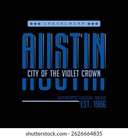 Austin City typography design and illustration vector for t shirt design