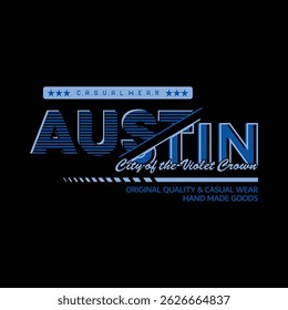 Austin City typography design and illustration vector for t shirt design