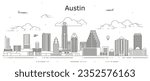 Austin cityscape line art vector illustration