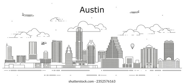 Austin cityscape line Art Vektorgrafik