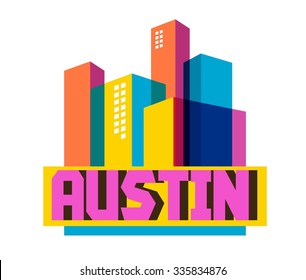 Austin in colorful poster design.