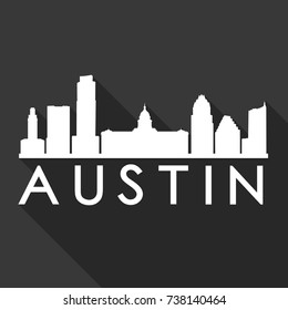 Austin Flat Icon Skyline Silhouette Design City Vector Art Famous Buildings