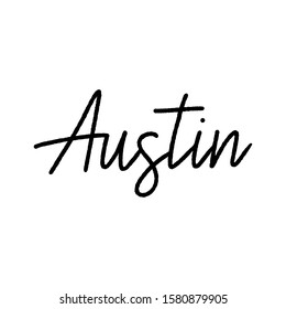 Austin hand lettering on white background.