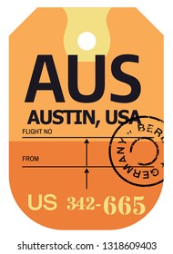 Austin Realistically Looking Airport Luggage Tag