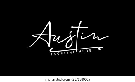 Austin Signature Logo Design, Stylish Austin Name Logo, Austin Name Signature Logo Vector Design.