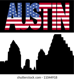 Horizonte de Austin com ilustração de texto da bandeira de Austin