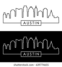 Austin Skyline. Linear Style. Editable Vector File.