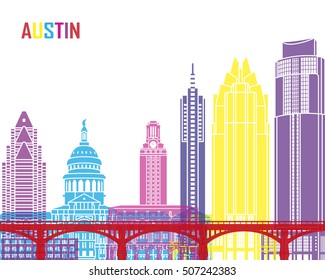 Austin Skyline Pop In Editable Vector File