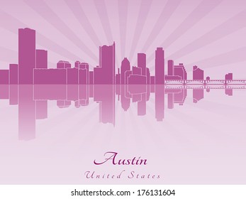 Austin skyline in purple radiant orchid in editable vector file