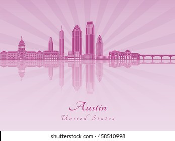 Austin skyline in purple radiant orchid in editable vector file