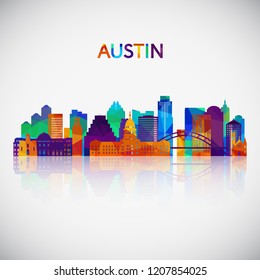 Austin skyline silhouette in colorful geometric style. Symbol for your design. Vector illustration.