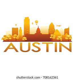 Austin Skyline Silhouette Gradient Vector City Design.