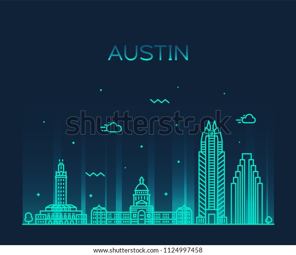 Austin Skyline Texas Usa Trendy Vector Stock Vector (Royalty Free ...