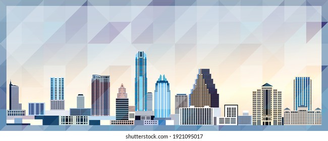 Austin skyline vector colorful poster on beautiful triangular texture background