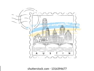 Austin skyline vector illustration and typography design 