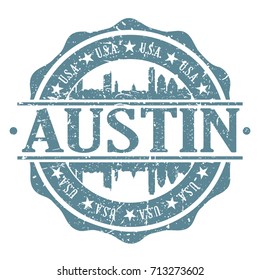 Austin Stamp Post Skyline Silhouette City Vector Design Art.