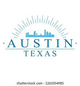 Austin Texas. Banner Design. City Skyline. Silhouette Vector. Famous Monuments.