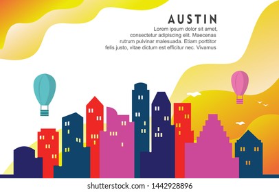 Austin Texas City Building Landscape Skyline Dynamic Background Illustration