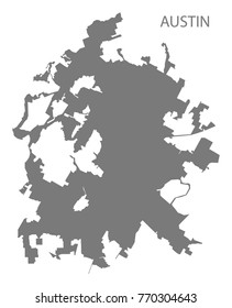 Austin Texas city map grey illustration silhouette