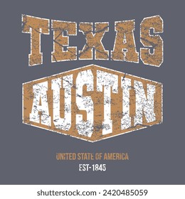 Austin Texas Crack Artwork. College-Druck für T-Shirt