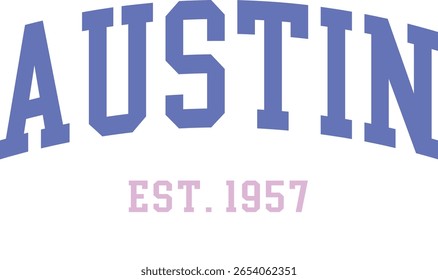 Austin texas cute college front typography slogan design sports Varsity College USA Trending Graphic Tee t-shirt logo slogan artwork typography tote badge emblem crest Fashion Apparel 