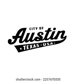 Austin Texas lettering design. Austin typography design. Vector and illustration.