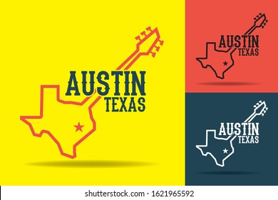 Austin Texas Logo design concept, can be use for website template advertisement attachment poster banner souvenir printing coffee mug cap Vector EPS 10.