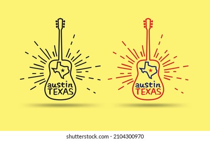 Austin Texas Logo design concept, can be use for website template advertisement attachment poster banner souvenir printing coffee mug cap Vector EPS 10.
