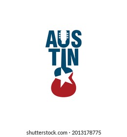 Austin Texas Logo. Guitar Icon.