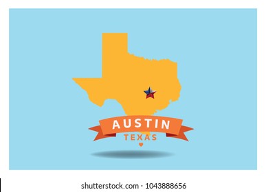 Austin Texas Map , Logo Design Concept, can be use on t-shirt printing souvenir, food product label , website template,  advertisement vector eps.
