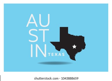 Austin Texas Map , Logo design Concept, can be use on t-shirt printing souvenir, food product label , website template,  advertisement vector eps.
