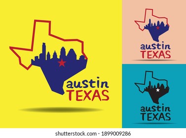 Austin Texas Map, Logo Design Concept, Vector EPS 10.
