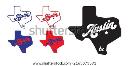 Austin Texas map logo design concept, can be use on t-shirt printing souvenir food product label website template advertisement vector eps.