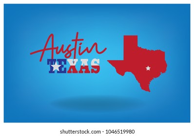 Austin Texas With Map Vector Eps 10.