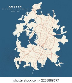 Austin Texas map vector poster flyer