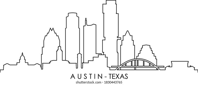 AUSTIN Texas SKYLINE City Outline Silhouette
