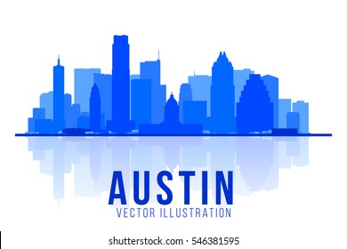 Austin Texas skyline  silhouette vector illustration. Background with city panorama. Business travel and tourism concept with modern buildings. Image for presentation, banner, web site.