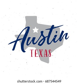 Austin Texas t-shirt design. Decorative design elements for prints, posters. Vector vintage illustration.