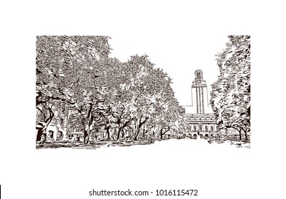 Austin, Texas, USA. Hand drawn sketch illustration in vector.