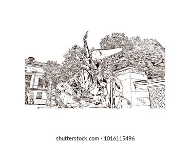Austin, Texas, USA. Hand drawn sketch illustration in vector.