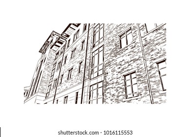 Austin, Texas, USA. Hand drawn sketch illustration in vector.
