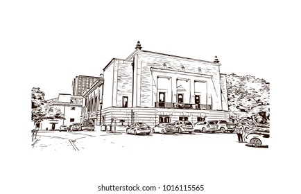 Austin, Texas, USA. Hand drawn sketch illustration in vector.