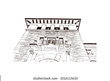 Austin, Texas, USA. Hand drawn sketch illustration in vector.