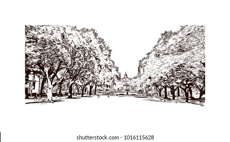 Austin, Texas, USA. Hand drawn sketch illustration in vector.
