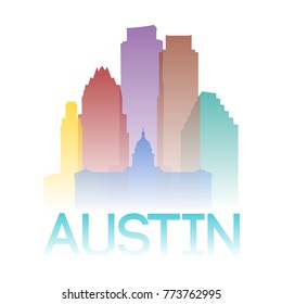 Austin Texas USA Icon Silhouette Gradient Design City Vector Art