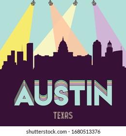 Austin Texas USA skyline silhouette flat design vector illustration
