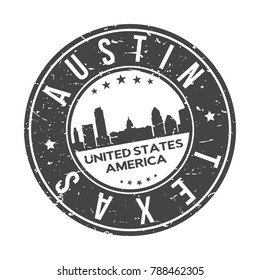 Austin Texas USA Stamp Logo Icon Symbol Design Skyline City