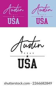Austin Texas USA with star home town state theme background for t-shirt printing souvernir website template landingpage book cover vector eps.